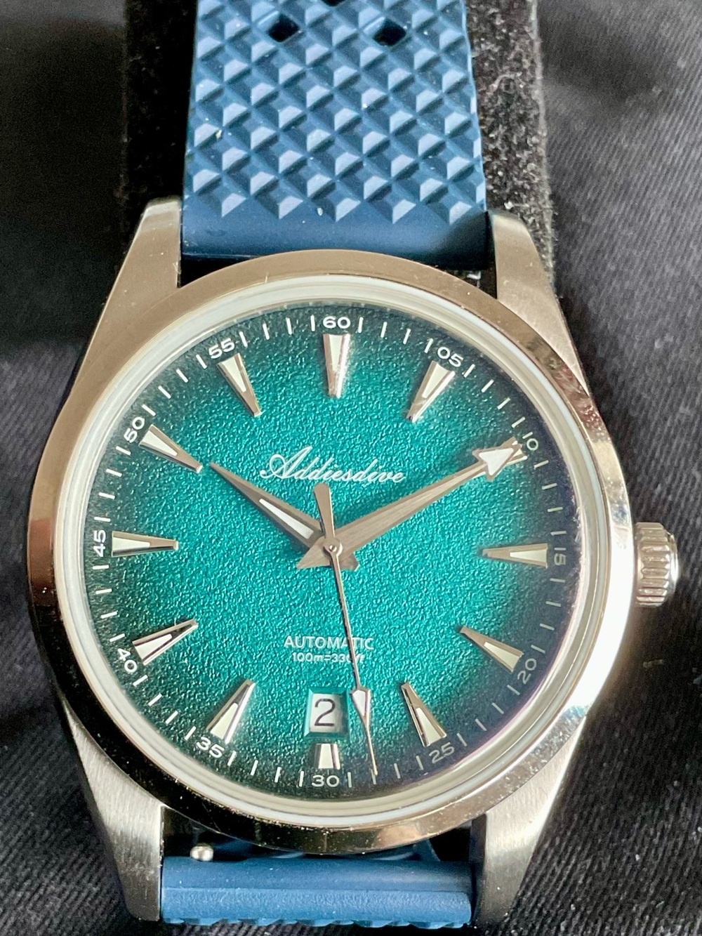 Full Set NIB Automatic Addiesdive Watch Textured Radiant Teal Dial - Picture 10 of 16